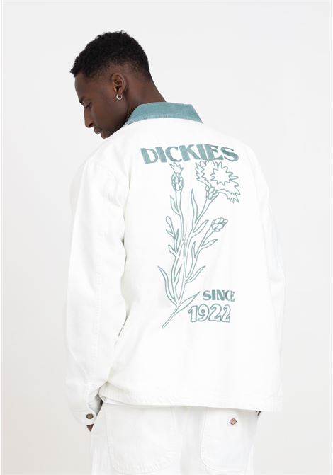 Men's white denim jacket with green embroidery on the back DIckies | DK0A4YQMWHX1WHX1