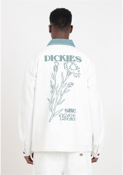 Men's white denim jacket with green embroidery on the back DIckies | DK0A4YQMWHX1WHX1