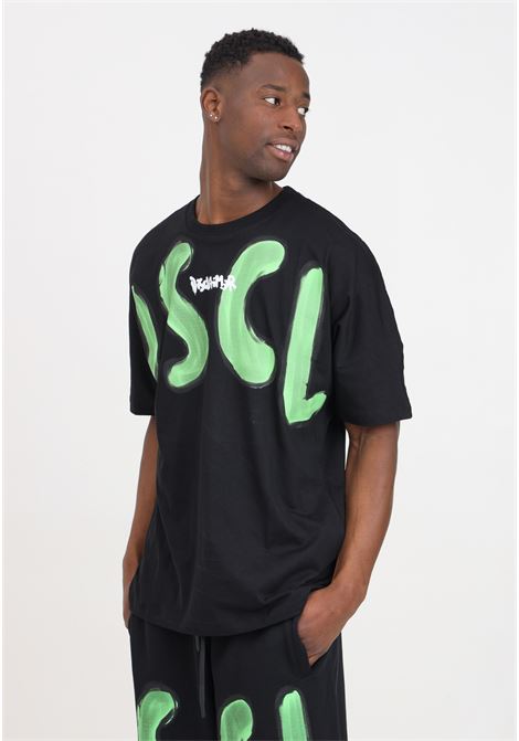 Black men's t-shirt with street art style logo print on the front DISCLAIMER | 24EDS54221NERO