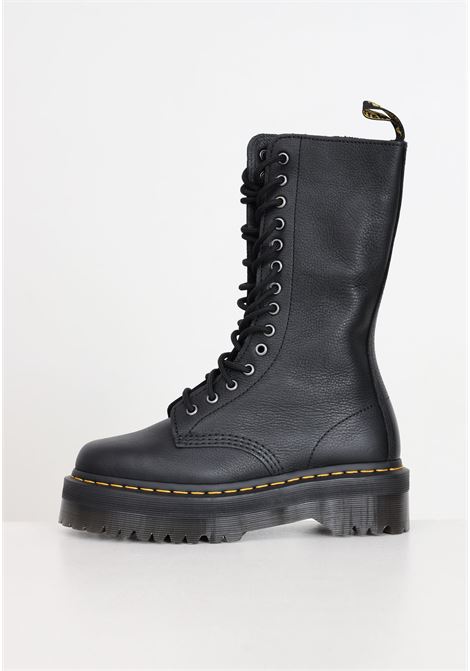 Black women's boots, high profile, yellow stitching, Pisa leather DR.MARTENS | 31426001.