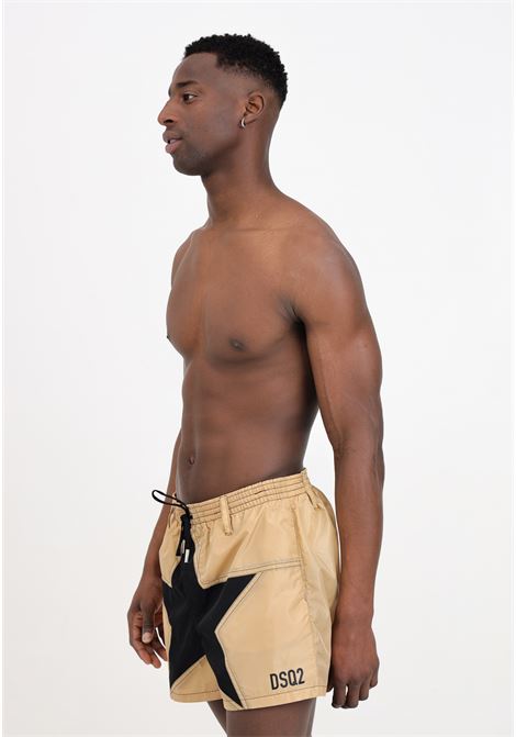 Beige men's shorts with black star print DSQUARED2 | D7B625790233