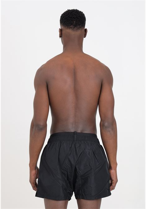 Shorts mare da uomo neri con fascia logata elastica in vita DSQUARED2 | D7B645490001