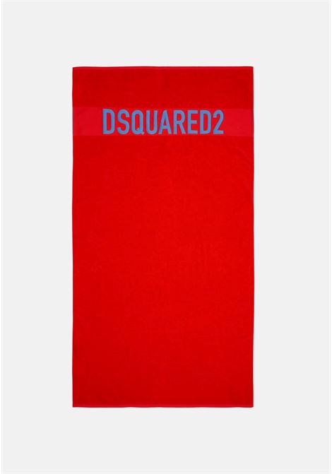Telo mare rosso per uomo e donna con stampa logo lettering DSQUARED2 | D7P00480617