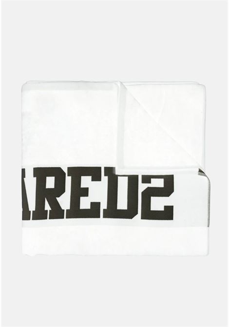 White beach towel for men and women with black jacquard logo DSQUARED2 | D7P005450110