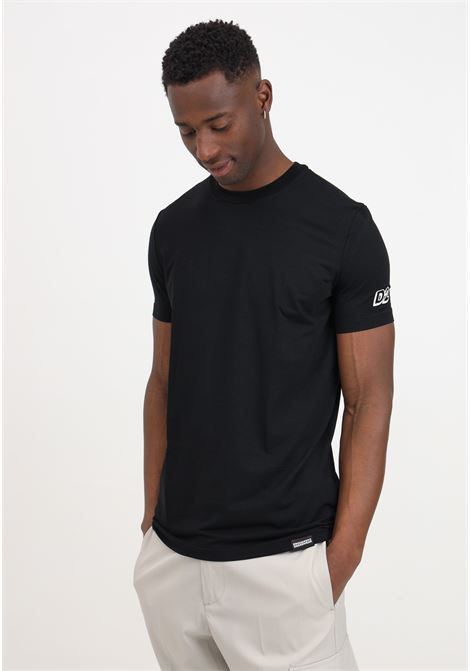 Black men's t-shirt with white rubber logo patch on the sleeve DSQUARED2 | D9M205070001