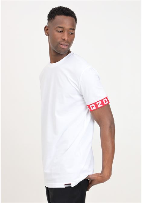 White men's t-shirt with elastic band on the sleeve DSQUARED2 | D9M3S5130104