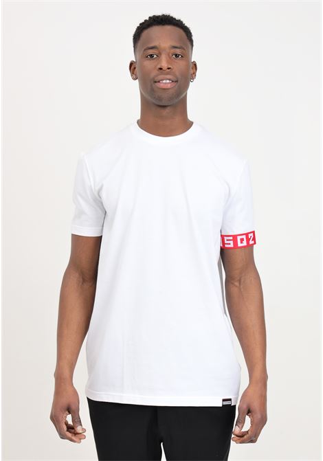 White men's t-shirt with elastic band on the sleeve DSQUARED2 | D9M3S5130104