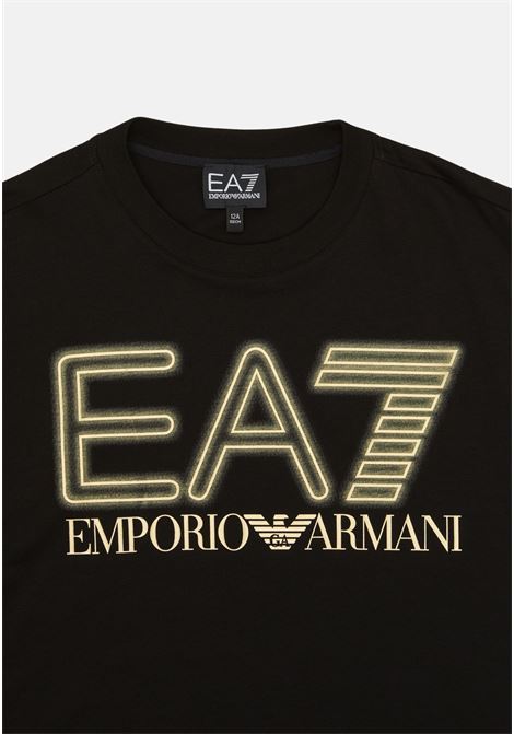 Black baby girl t-shirt with maxi gold print EA7 | 3DBT57BJ02Z0200