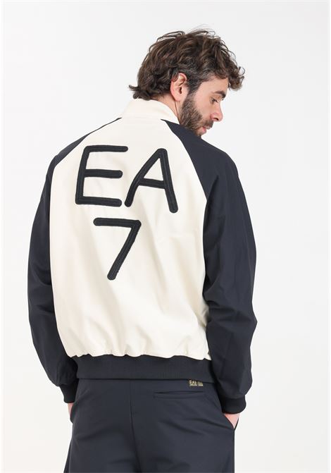 Black and beige Soccer men's bomber jacket in technical stretch fabric EA7 | 3DPB14PNFRZ1946