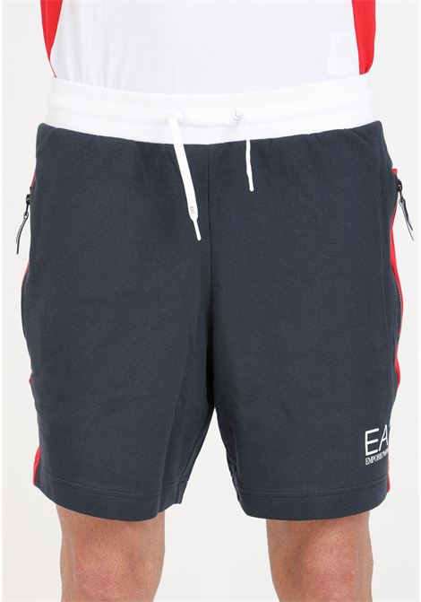 Blue men's shorts with logo print on the side EA7 | 3DPS58PJLIZ1578