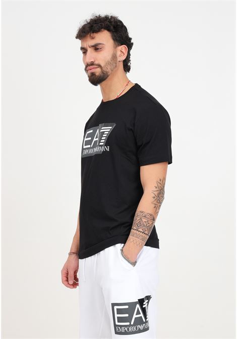 Black Visibility men's t-shirt with black and white logo print on the front EA7 | 3DPT81PJM9Z1200