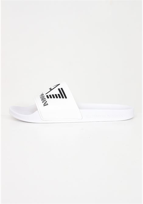 White men's slippers characterized by maxi logo lettering EA7 | XCP001XCC2200001