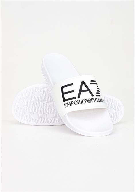 White men's slippers characterized by maxi logo lettering EA7 | XCP001XCC2200001