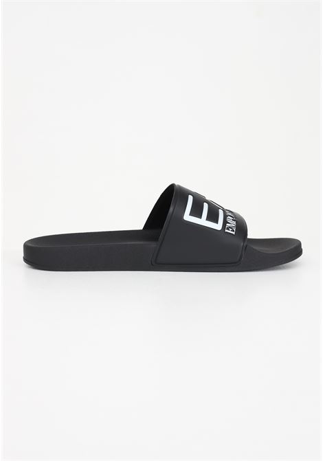 Black men's slippers characterized by maxi logo lettering EA7 | XCP001XCC2200002