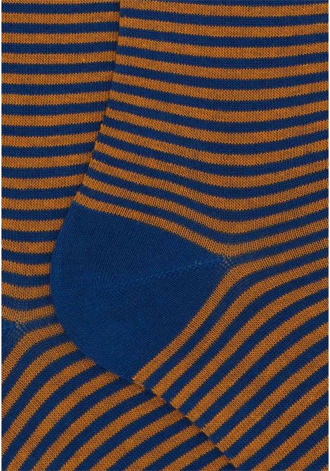 Men's blue and brown striped socks with Windsor pattern GALLO | AP10290132123