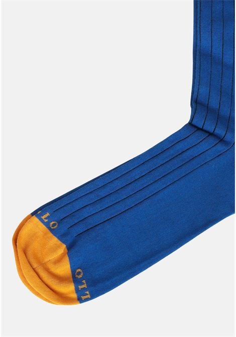 Long blue socks with yellow details for men GALLO | AP51105310756
