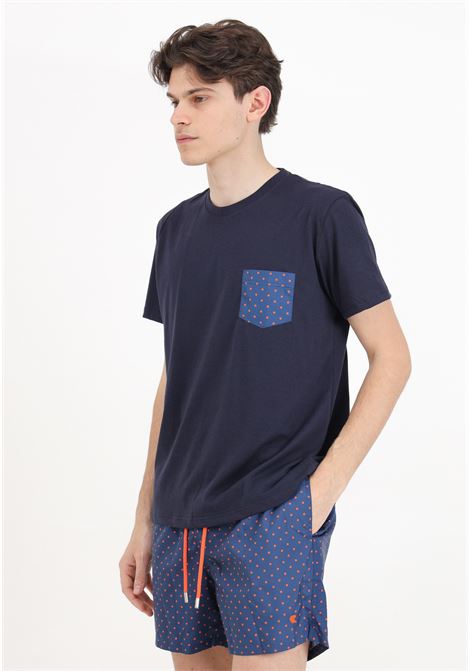 Men's blue short-sleeved T-shirt with polka dot pocket GALLO | AP51372513349