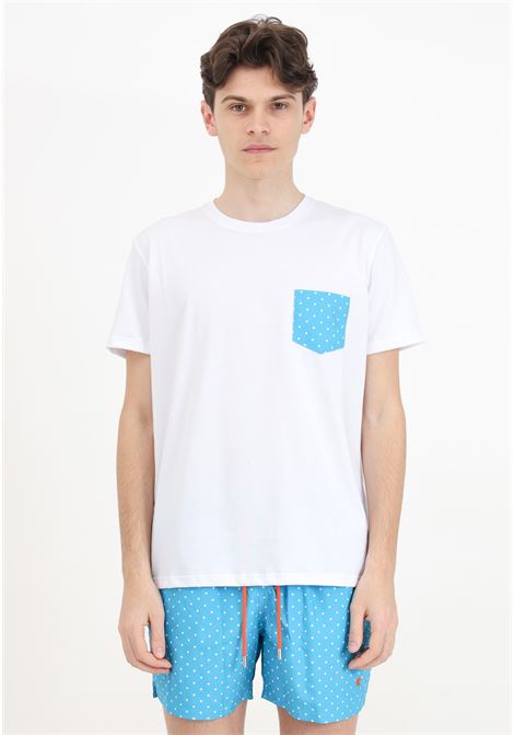 Men's white short sleeve t-shirt with polka dot pocket GALLO | AP51372532258