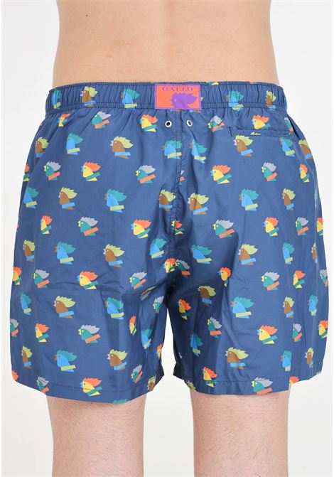 Shorts mare blu da uomo con piccoli galli multicolore GALLO | AP51488713315
