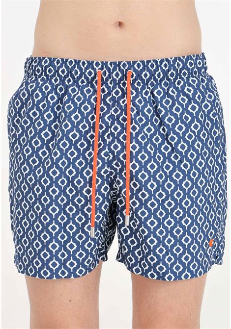 Blue men's swim shorts with small rhombuses GALLO | AP51494712679