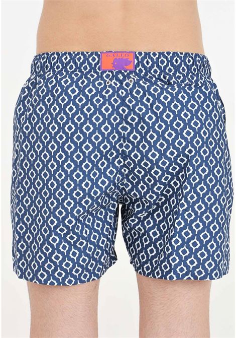 Blue men's swim shorts with small rhombuses GALLO | AP51494712679