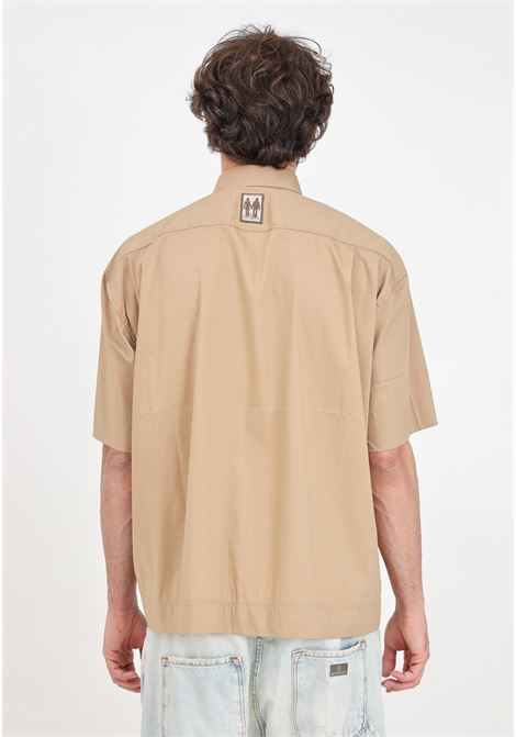 Camicia a manica corta beige da uomo con tasca over GAVENSEMBLE | SHIRT100BEIGE