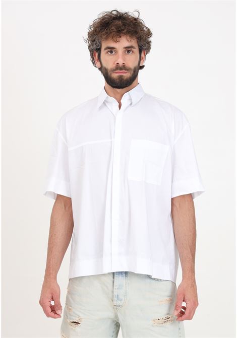 Men's white short-sleeved shirt with oversize chest pocket GAVENSEMBLE | SHIRT100BIANCO