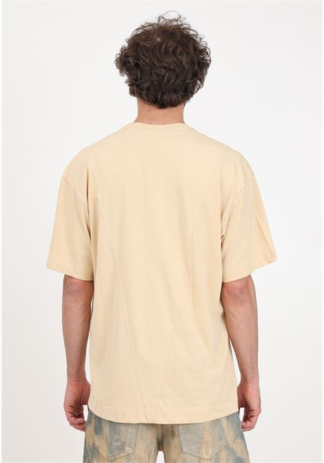Men's beige short-sleeved t-shirt with matching hug embroidery GAVENSEMBLE | TEE600BEIGE