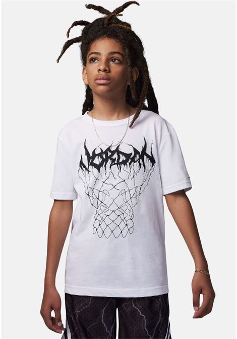 T-shirt bianca bambino bambina con stampa in nero JORDAN | 95C908001