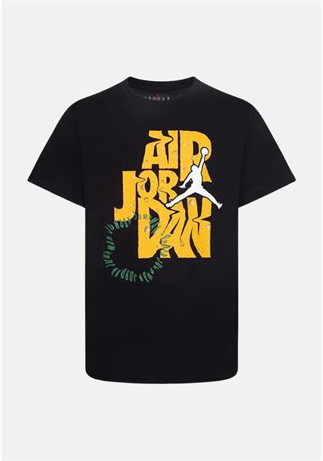 Black short-sleeved t-shirt for children with logo print JORDAN | 95D150023