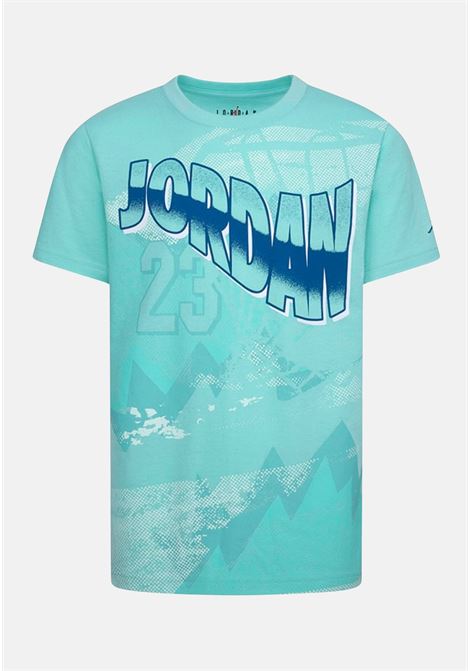 Aquamarine short-sleeved T-shirt for children with maxi logo print JORDAN | 95D161E8G