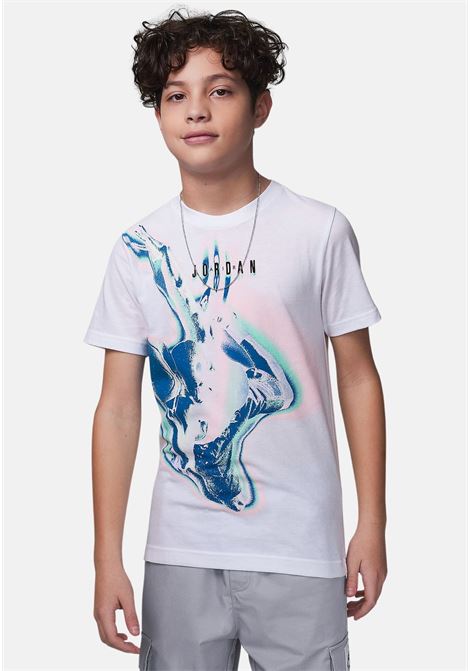 White short-sleeved t-shirt for children with contrasting print JORDAN | 95D162001