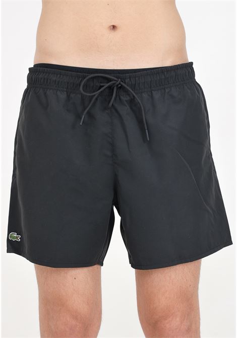 Black swim shorts with crocodile logo patch LACOSTE | MH6270964