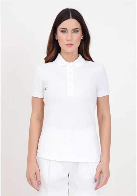 White women's polo shirt with tone-on-tone crocodile patch LACOSTE | PF5462001