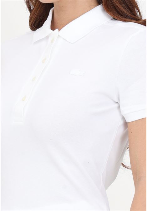 Polo bianca da donna con patch coccodrillo tono su tono LACOSTE | PF5462001