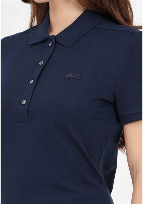 Polo donna blue marine a mezze maniche con patch logo LACOSTE | PF5462166