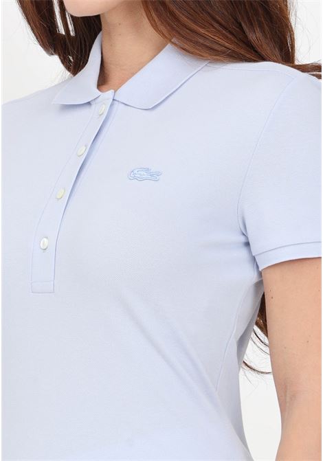 Light blue women's short-sleeved polo shirt with logo patch LACOSTE | PF5462J2G