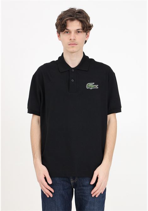 Black polo shirt for men and women with crocodile logo patch LACOSTE | PH3922031