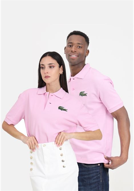 Pink polo shirt for men and women with crocodile logo patch LACOSTE | PH3922IXV
