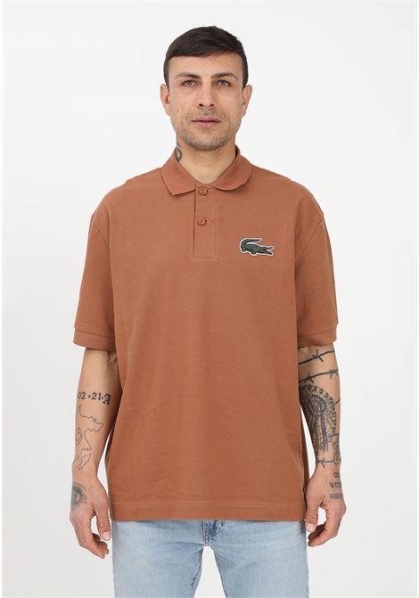 Brown polo shirt for men and women with crocodile embroidered on the chest LACOSTE | PH3922LFA