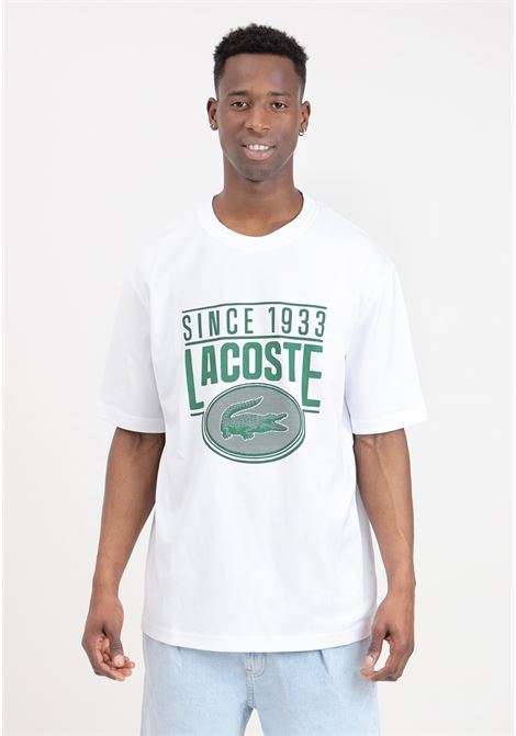 White men's t-shirt with green print on the front LACOSTE | TH7315001