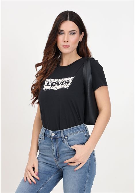 Black women's t-shirt with floral logo print LEVIS® | 17369-25442544