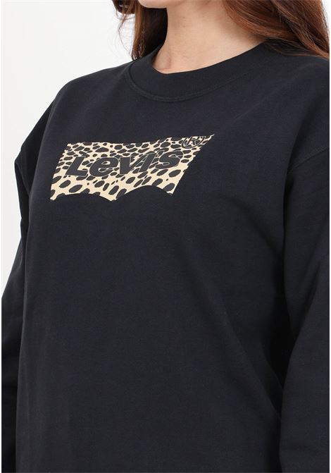 Black women's sweatshirt with leopard batwing logo print LEVIS® | 18686-02510251