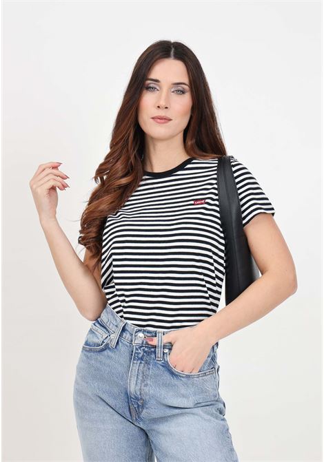 Housemark logo horizontal striped black and white women's t-shirt LEVIS® | 39185-00870087