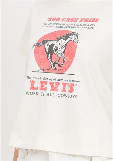 Cream women's t-shirt with cash prize egret logo print LEVIS® | A2226-00800080