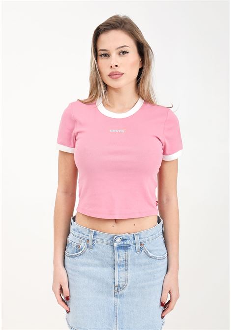 T-shirt donna rosa con ricamo logo sul petto a colori LEVIS® | A3523-00650065