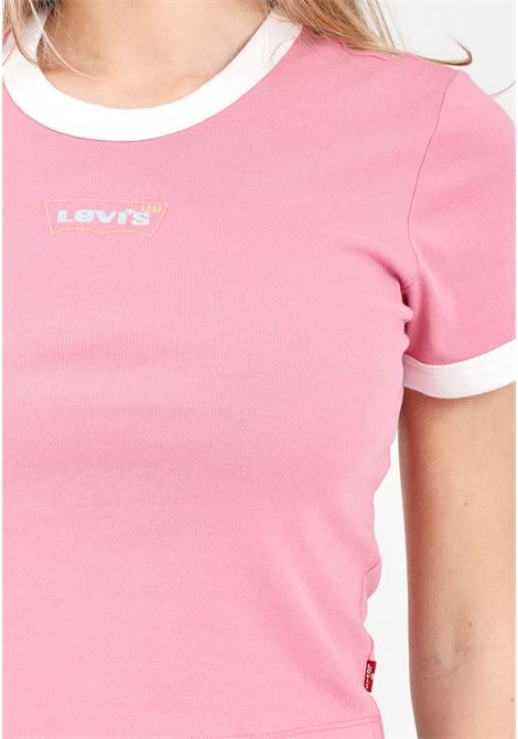 T-shirt donna rosa con ricamo logo sul petto a colori LEVIS® | A3523-00650065