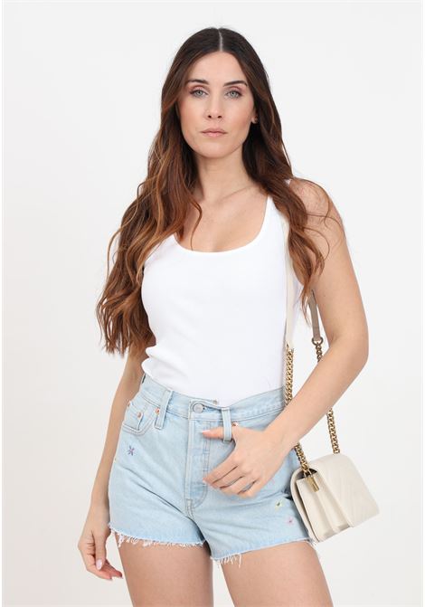 White women's ribbed tank top with wide round neckline LEVIS® | A5906-00010001