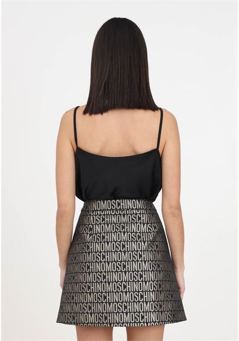 Women's allover black patterned logo skirt MOSCHINO | A010427491555