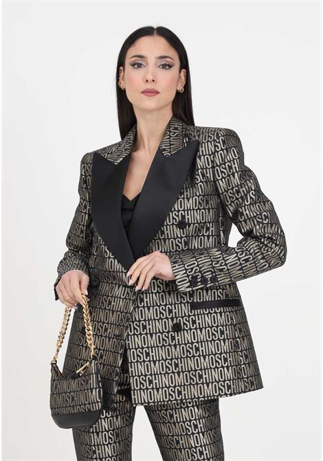 Black and golden women's blazer with allover logo MOSCHINO | A050927492555